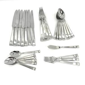 28 Mikasa Essex stainless steel modern flatware set